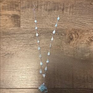 Silver and Blue Teardrop Pendant Necklace